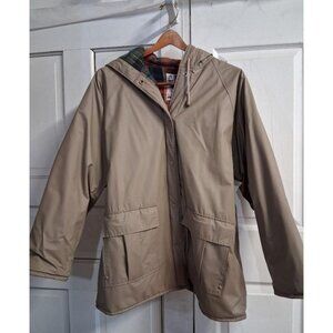 Sailmaker Outerwear Waterproof Rain Jacket Hooded Plaid Lined Beige 1X